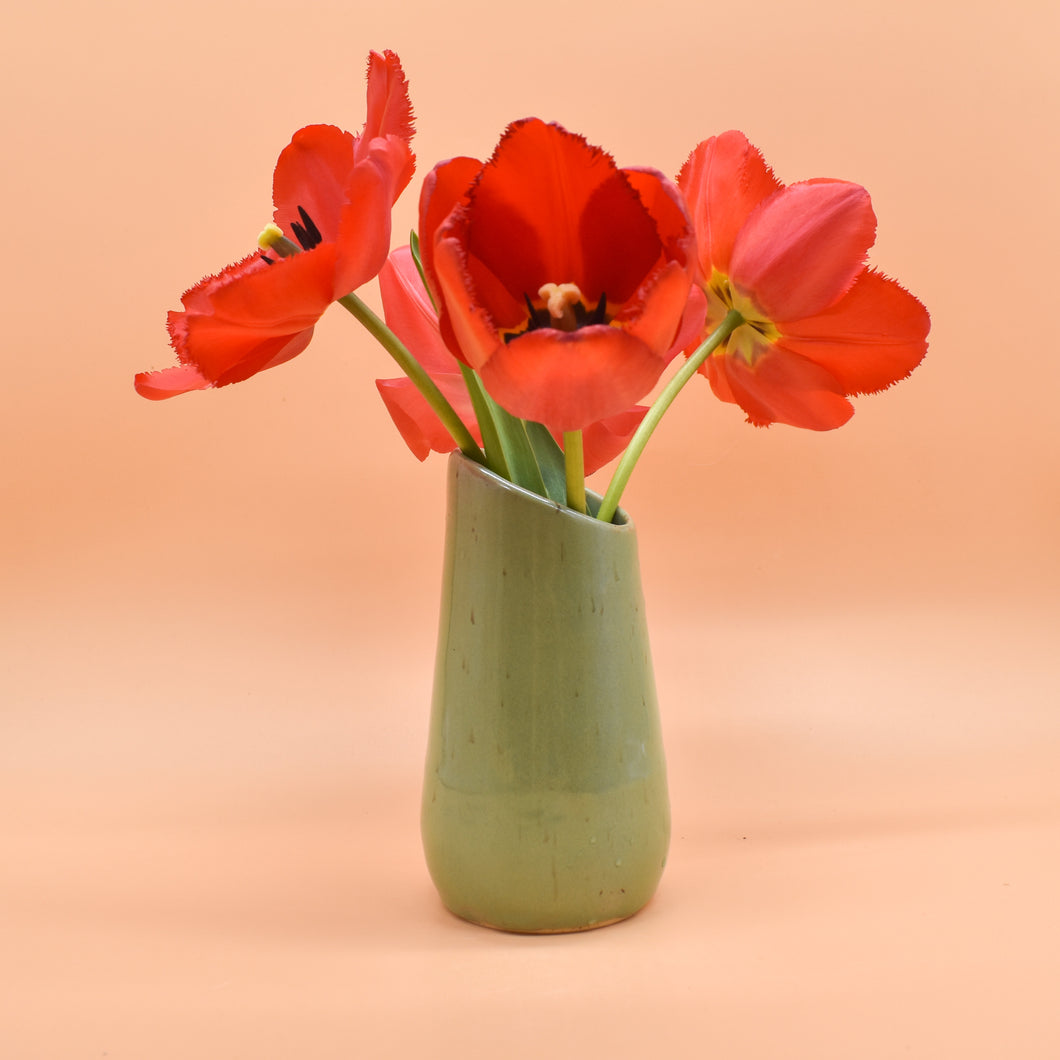 Green Asymmetrical Vase